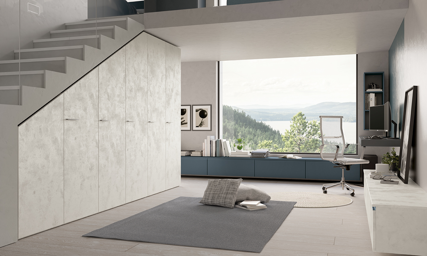 Armadio sotto-scala su misura — altezza tagliata al centimetro — Sistema Centimetrico LiveIn