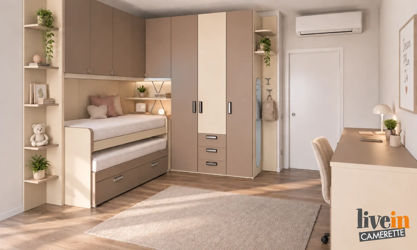 Render cameretta moderna due ragazze 425x379
