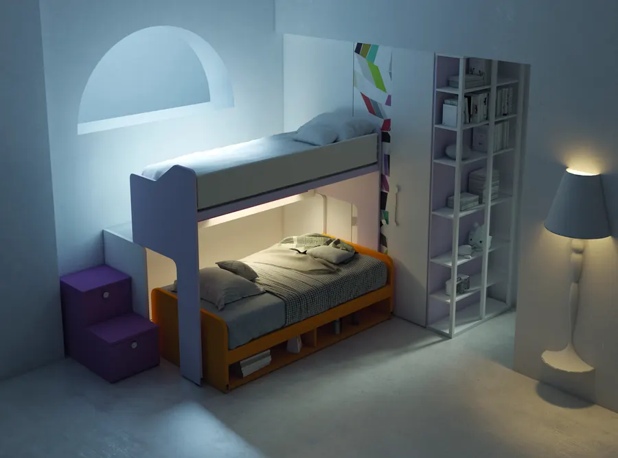 Castello Genius aperto: il letto inferiore scorre in avanti
