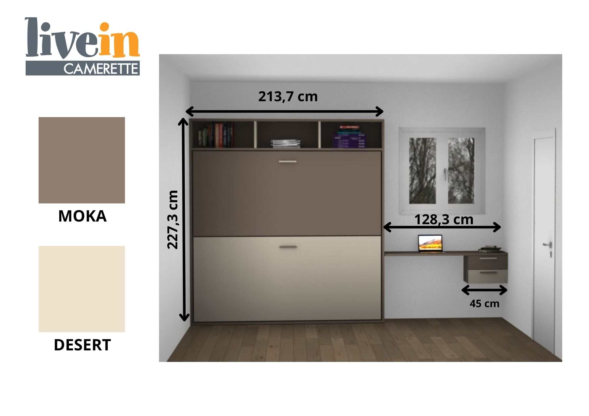 Castello Magic scheda tecnica — 213,7 × 227,3 cm con colori Moka e Desert