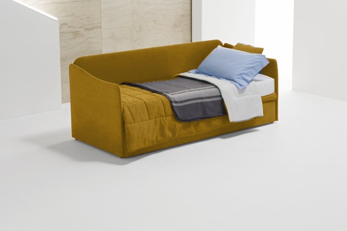 Divano Smile senape come letto singolo