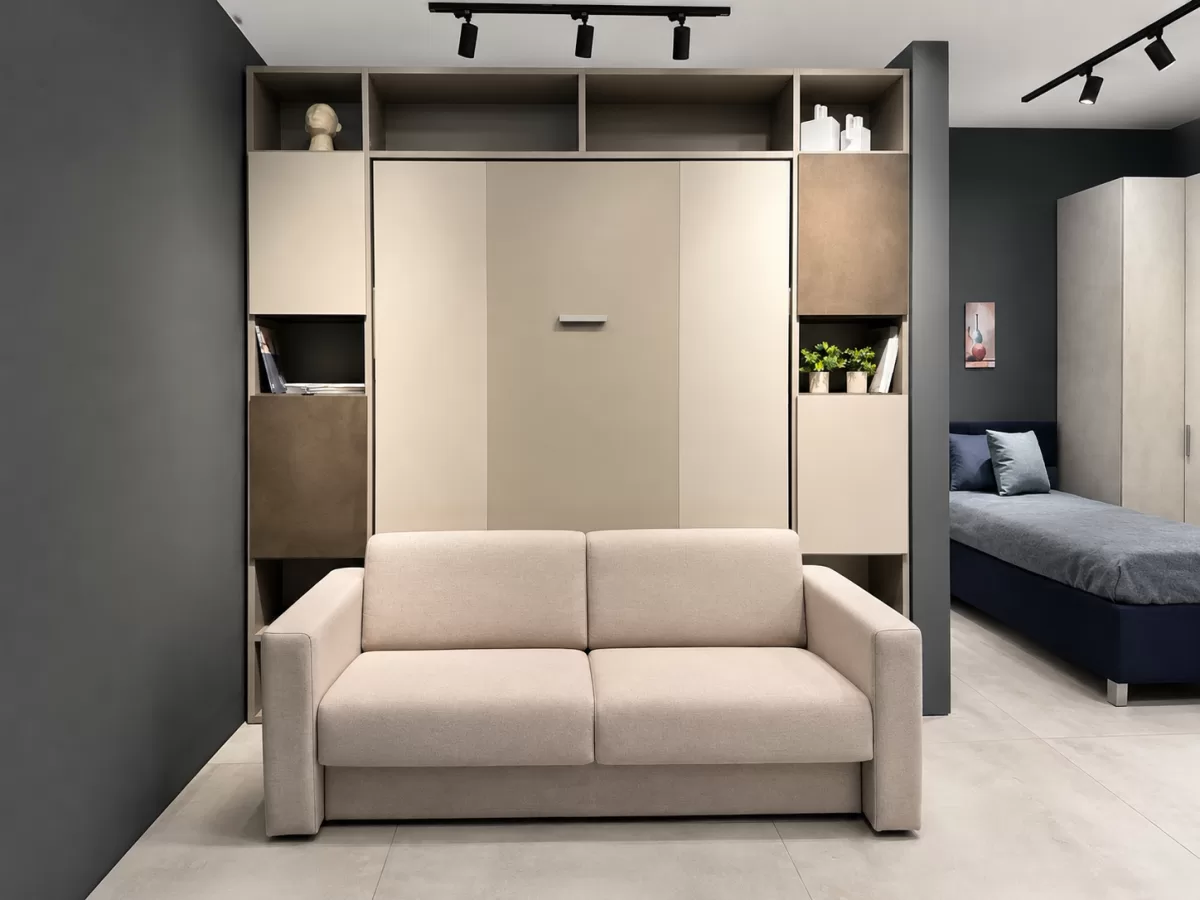 Magic con Divano · letto matrimoniale a scomparsa + divano 3 posti — Outlet Mugnano